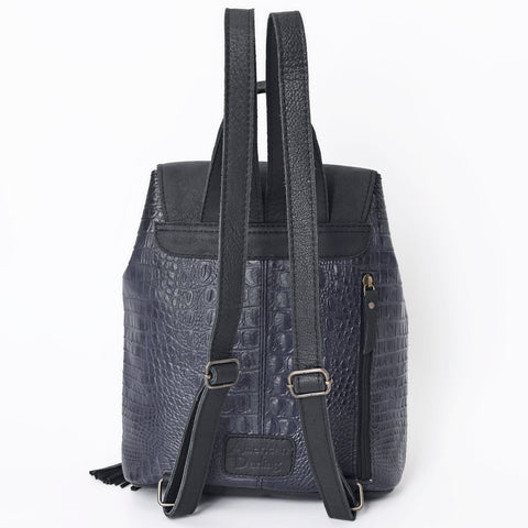 ADBG1179B American Darling Crocodile Embossed Leather Backpack -Western Flap Closure Bag