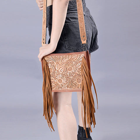 American Darling Hand Tooled Leather Messenger Bag