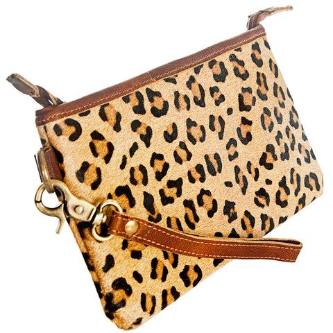 American Darling Western Leather Wristlet Bag with Printed Hair-On Cowhide