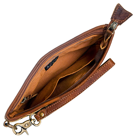 American Darling Western Leather Wristlet Bag with Printed Hair-On Cowhide