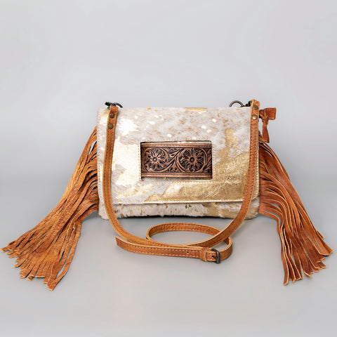 American Darling Hand Tooled Leather Small Cross body Bag with Hair-On Cowhide