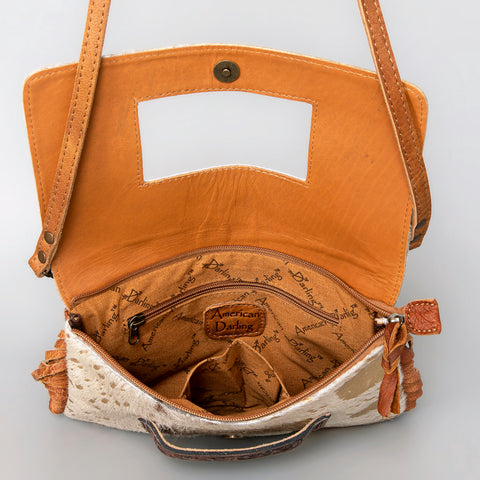 American Darling Hand Tooled Leather Small Cross body Bag with Hair-On Cowhide