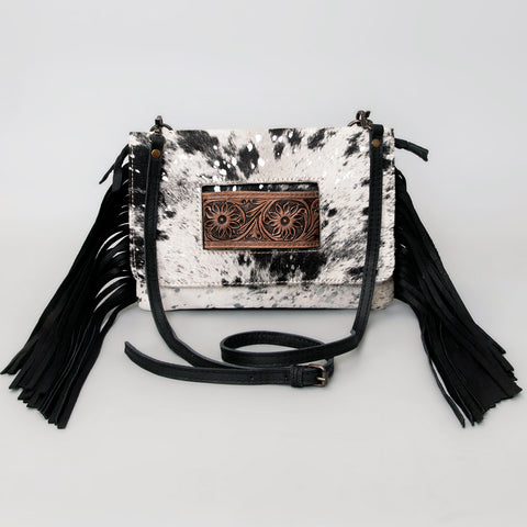 American Darling Hand Tooled Leather Small Cross body Bag with Hair-On Cowhide