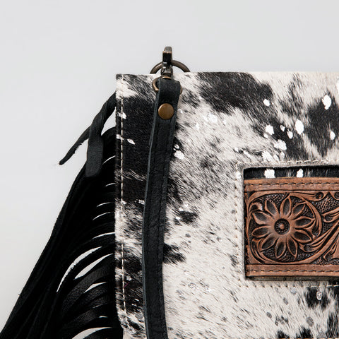 American Darling Hand Tooled Leather Small Cross body Bag with Hair-On Cowhide