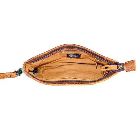 American Darling Hair On Hide Leather Western Style Wristlet Clutch Purse