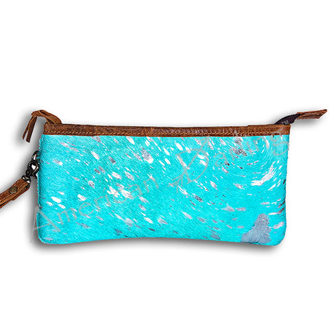 American Darling Hair On Hide Leather Western Style Wristlet Clutch Purse