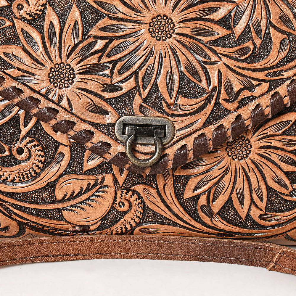 ADBG395BR Envelope Cowhide Leather Crossbody Bag with Fringe Western Boho Shoulder Purse