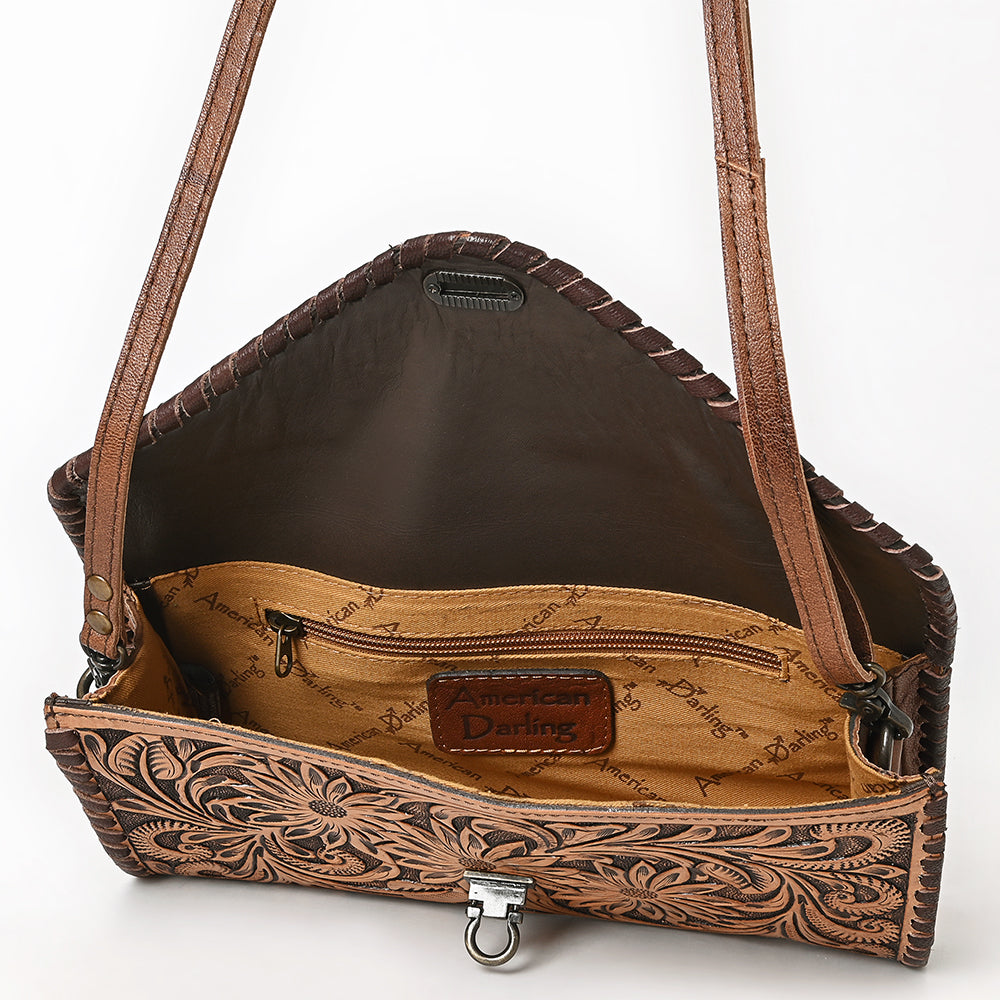 ADBG395BR Envelope Cowhide Leather Crossbody Bag with Fringe Western Boho Shoulder Purse
