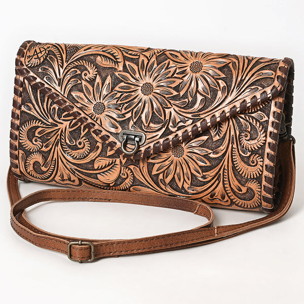 ADBG395BR Envelope Cowhide Leather Crossbody Bag with Fringe Western Boho Shoulder Purse