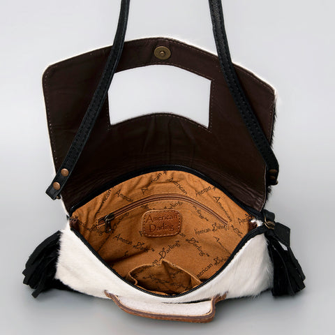 American Darling Hand Tooled Leather Small Cross body Bag with Hair-On Cowhide