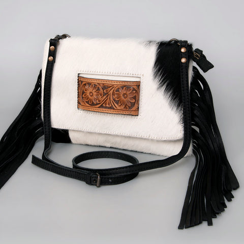American Darling Hand Tooled Leather Small Cross body Bag with Hair-On Cowhide