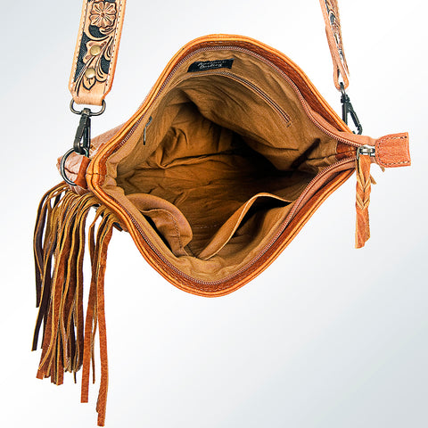 Premium Genuine Leather Chaps Bag Featuring Hand-Tooled Accents and Tooled Strap