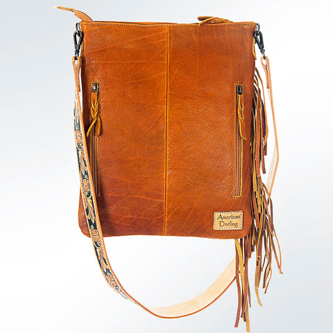 Premium Genuine Leather Chaps Bag Featuring Hand-Tooled Accents and Tooled Strap