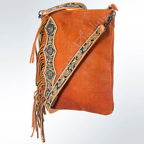 Premium Genuine Leather Chaps Bag Featuring Hand-Tooled Accents and Tooled Strap