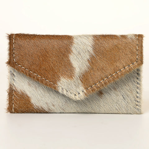 Premium Genuine Hair on Hide Coin Purse with Secure Zip Top and Leather Pull