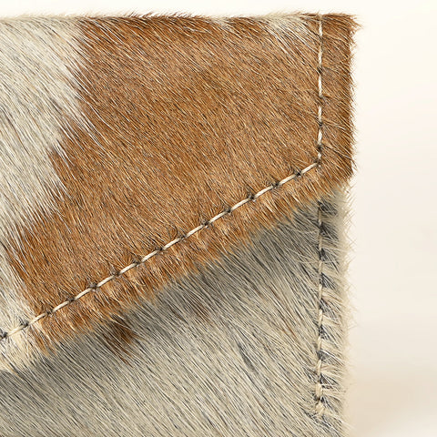Premium Genuine Hair on Hide Coin Purse with Secure Zip Top and Leather Pull