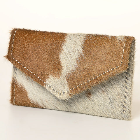 Premium Genuine Hair on Hide Coin Purse with Secure Zip Top and Leather Pull