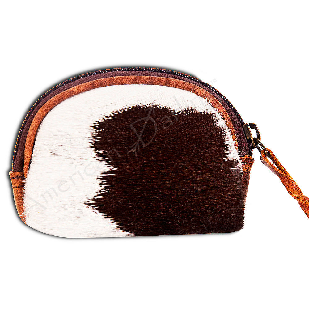 ADBG472 Hair-On Cowhide Leather Coin Purse Western Mini Zip Wallet