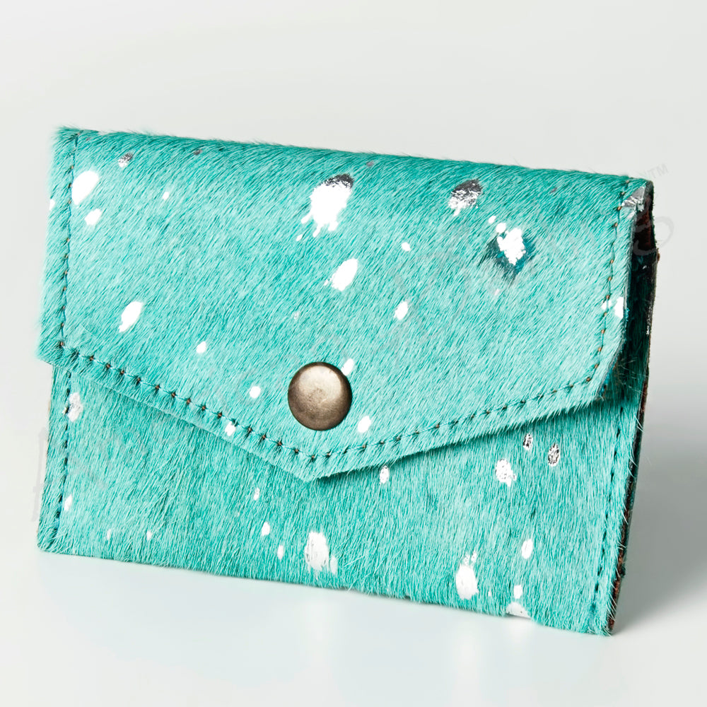 LC-ADBGZ141 Hair-On Cowhide Card Holder - Western Leather Mini Wallet