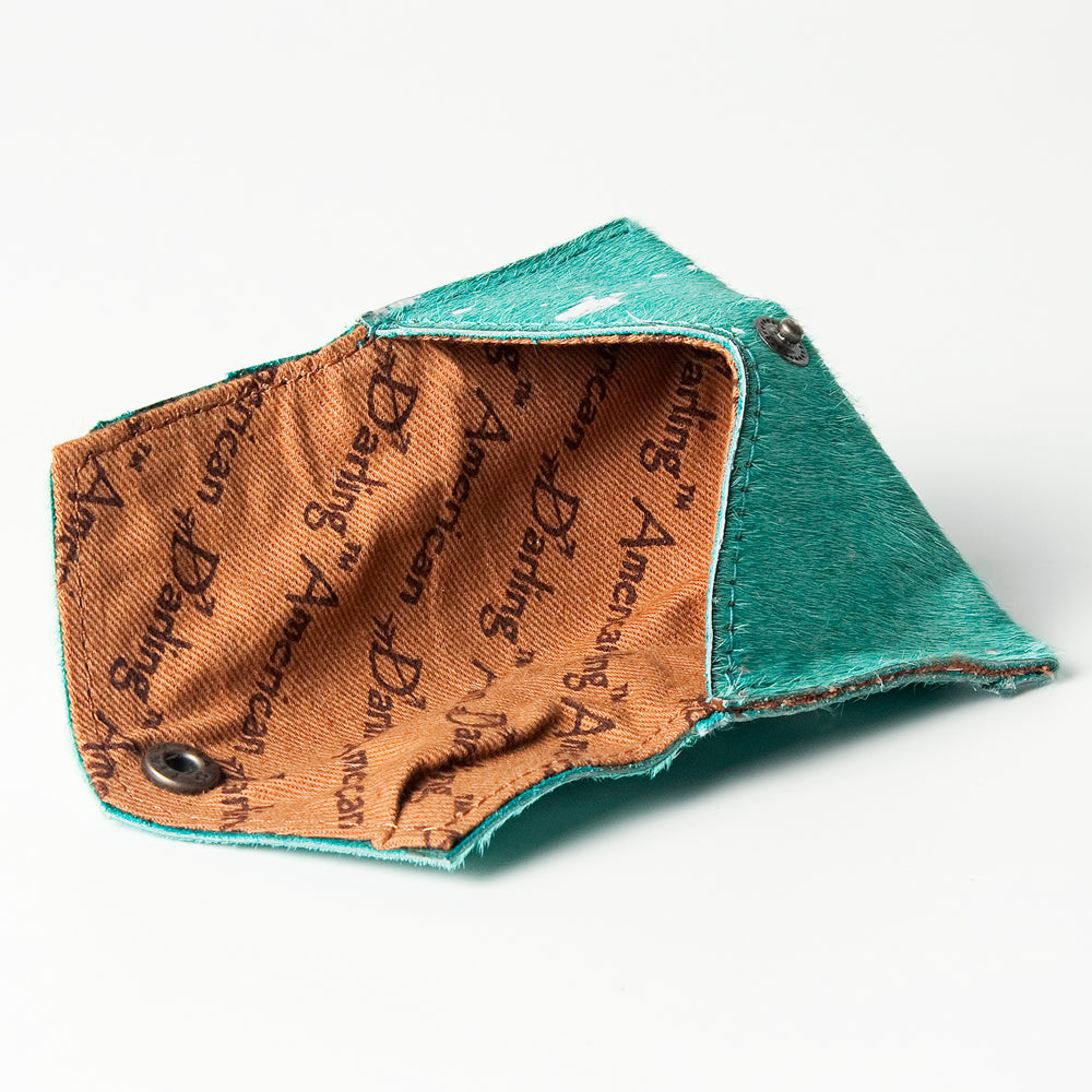 LC-ADBGZ141 Hair-On Cowhide Card Holder - Western Leather Mini Wallet