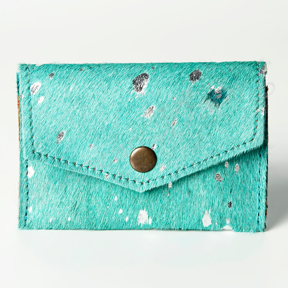 LC-ADBGZ141 Hair-On Cowhide Card Holder - Western Leather Mini Wallet