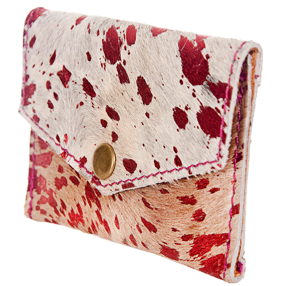 LC-ADBGZ141 Hair-On Cowhide Card Holder - Western Leather Mini Wallet