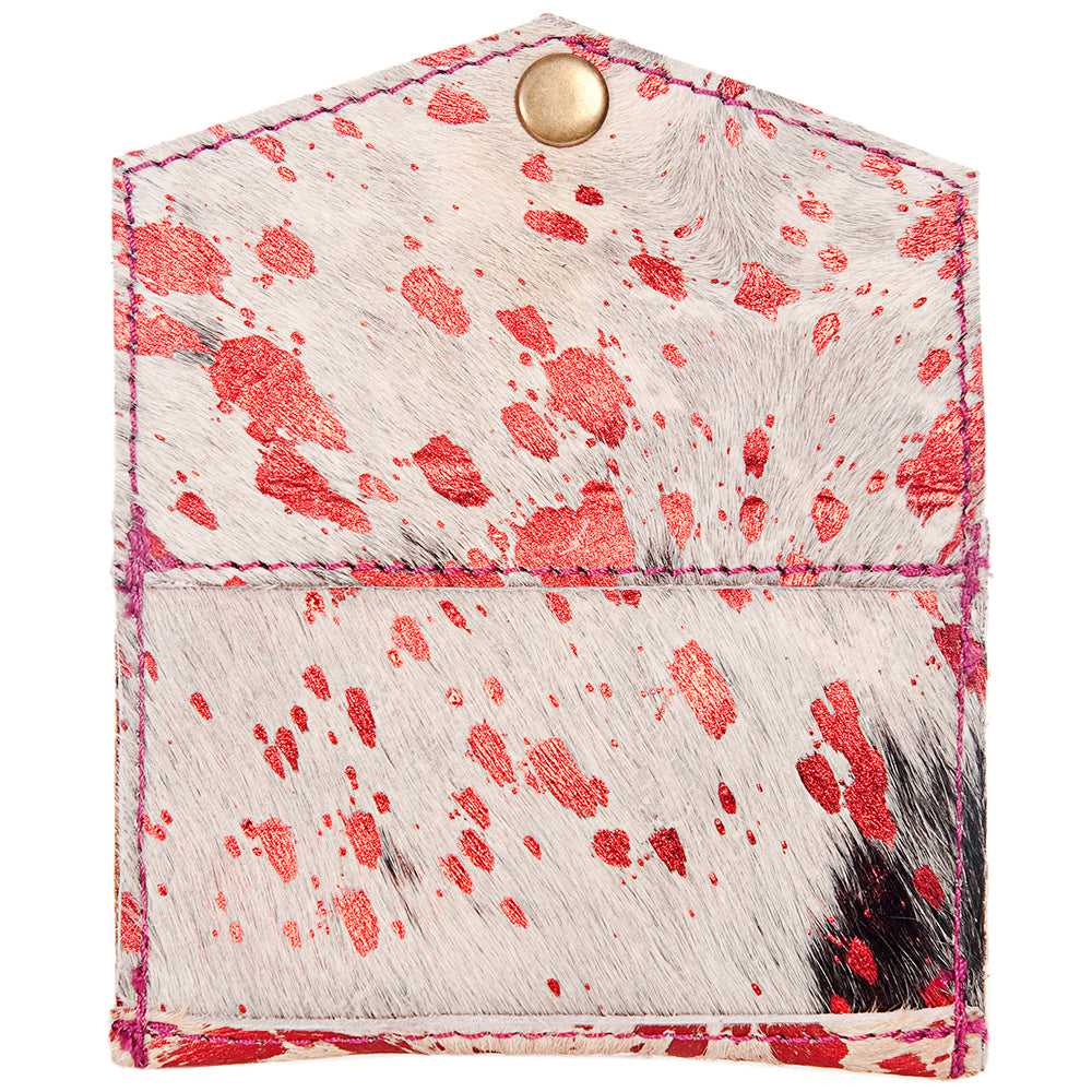 LC-ADBGZ141 Hair-On Cowhide Card Holder - Western Leather Mini Wallet