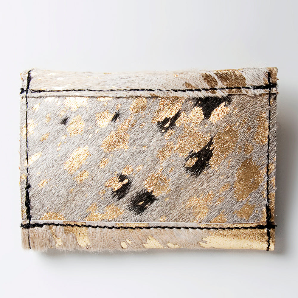 LC-ADBGZ141 Hair-On Cowhide Card Holder - Western Leather Mini Wallet
