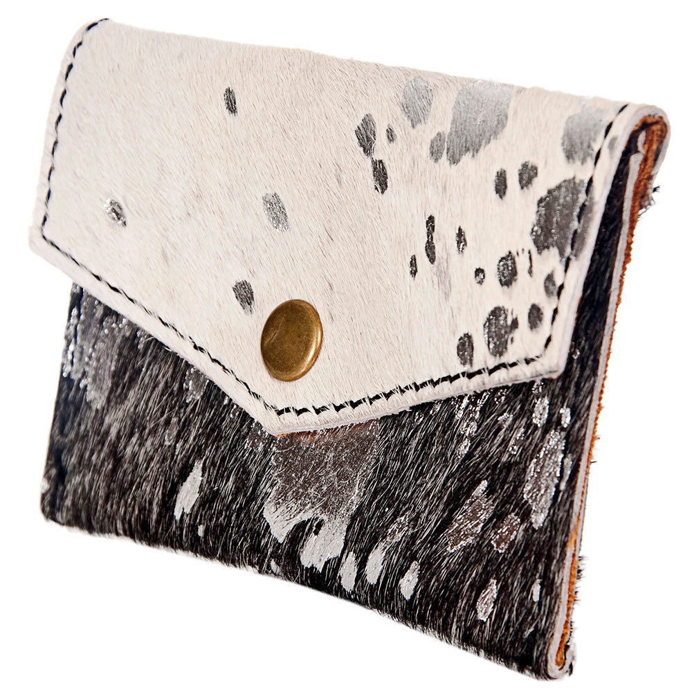 LC-ADBGZ141 Hair-On Cowhide Card Holder - Western Leather Mini Wallet