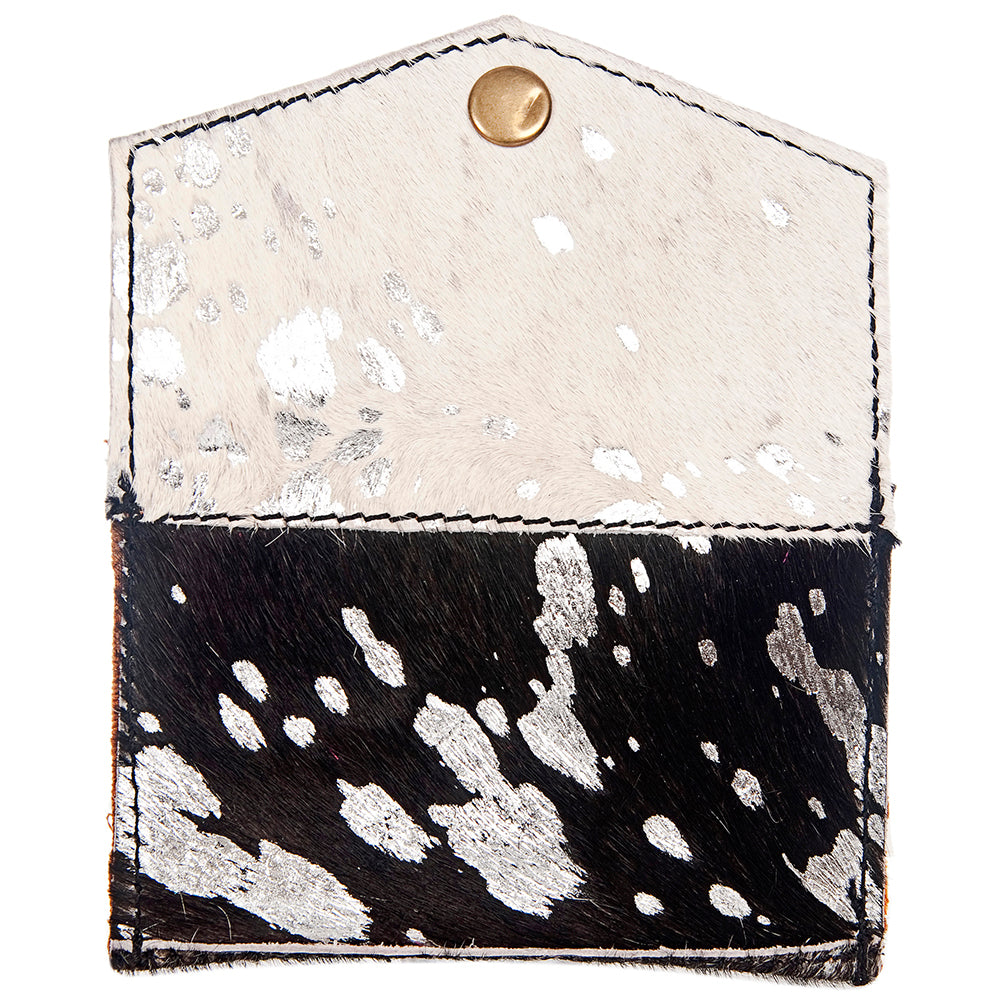 LC-ADBGZ141 Hair-On Cowhide Card Holder - Western Leather Mini Wallet