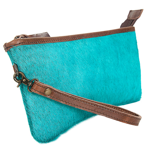 American Darling Hair On Hide Leather Western Style Wristlet Clutch Purse