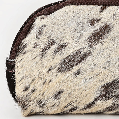 Hair-On Cowhide Leather Coin Purse Western Mini Zip Wallet