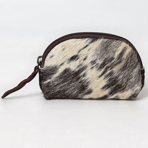 Hair-On Cowhide Leather Coin Purse Western Mini Zip Wallet