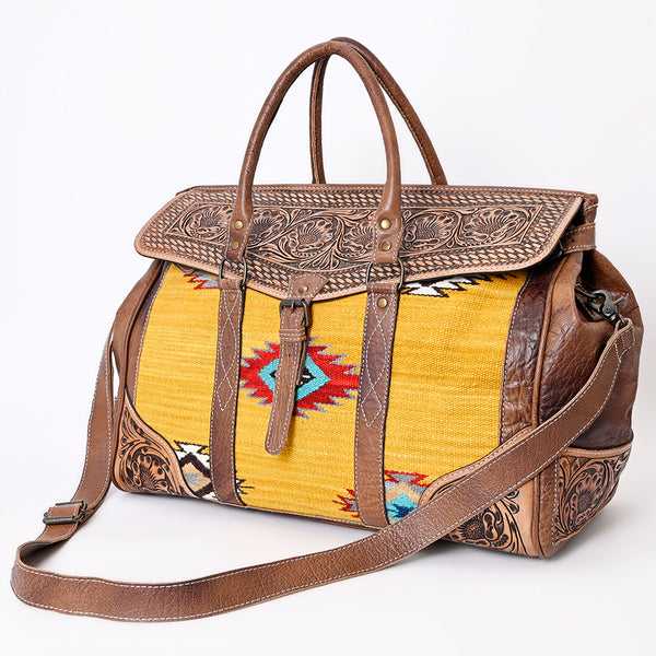 LC-ADBG516 Tooled Leather & Saddle Blanket Duffel Bag Mae Western Travel Weekender by American Darling