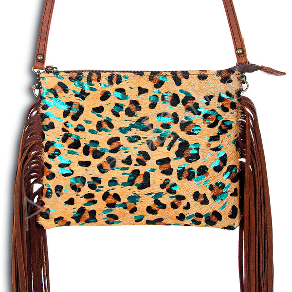 LC-ADBG109 Printed Hair-On Cowhide Fringe Crossbody-Western Leather Bag by American Darling