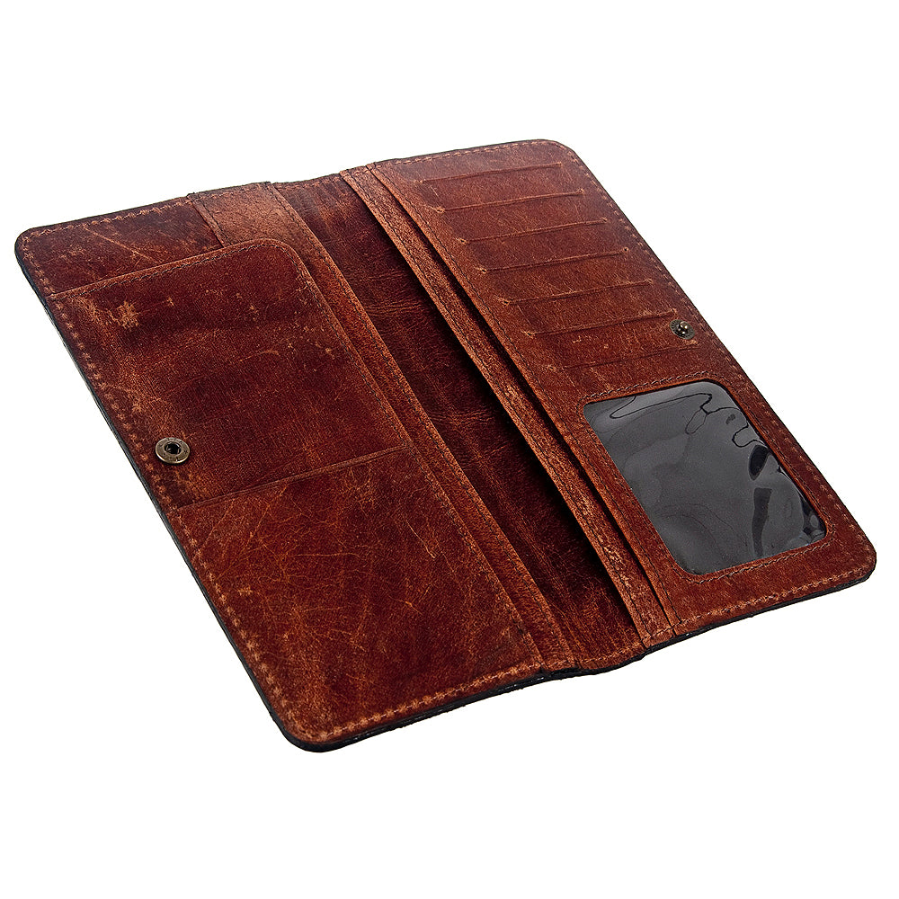 ADBG488 Western Tooled Leather Clutch with Maribel Genuine Cowhide Crossbody Bag by American Darling