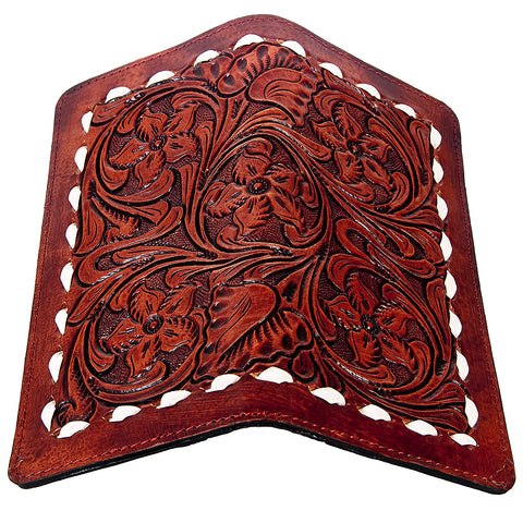 Western Hand Tooled Genuine Leather Floral Crossbody Wallet Clutch