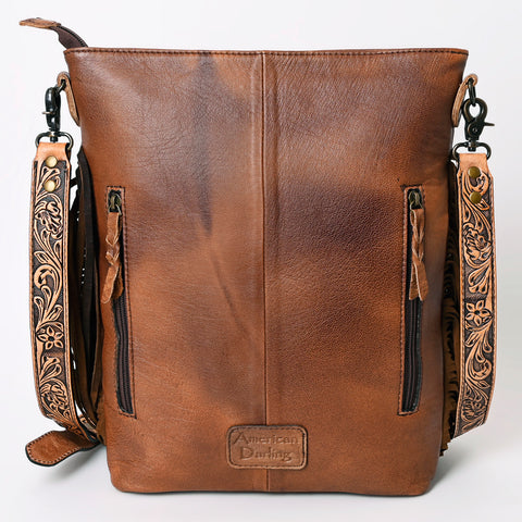 American Darling Large Cross body Bag - Hand Tooled Floral Leather & Western Fringe Crossbody