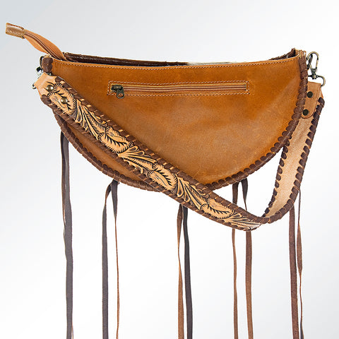 American Darling Hand Tooled Floral Leather & Hair-On Cowhide Western Hobo Bag
