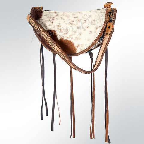 American Darling Hand Tooled Floral Leather & Hair-On Cowhide Western Hobo Bag