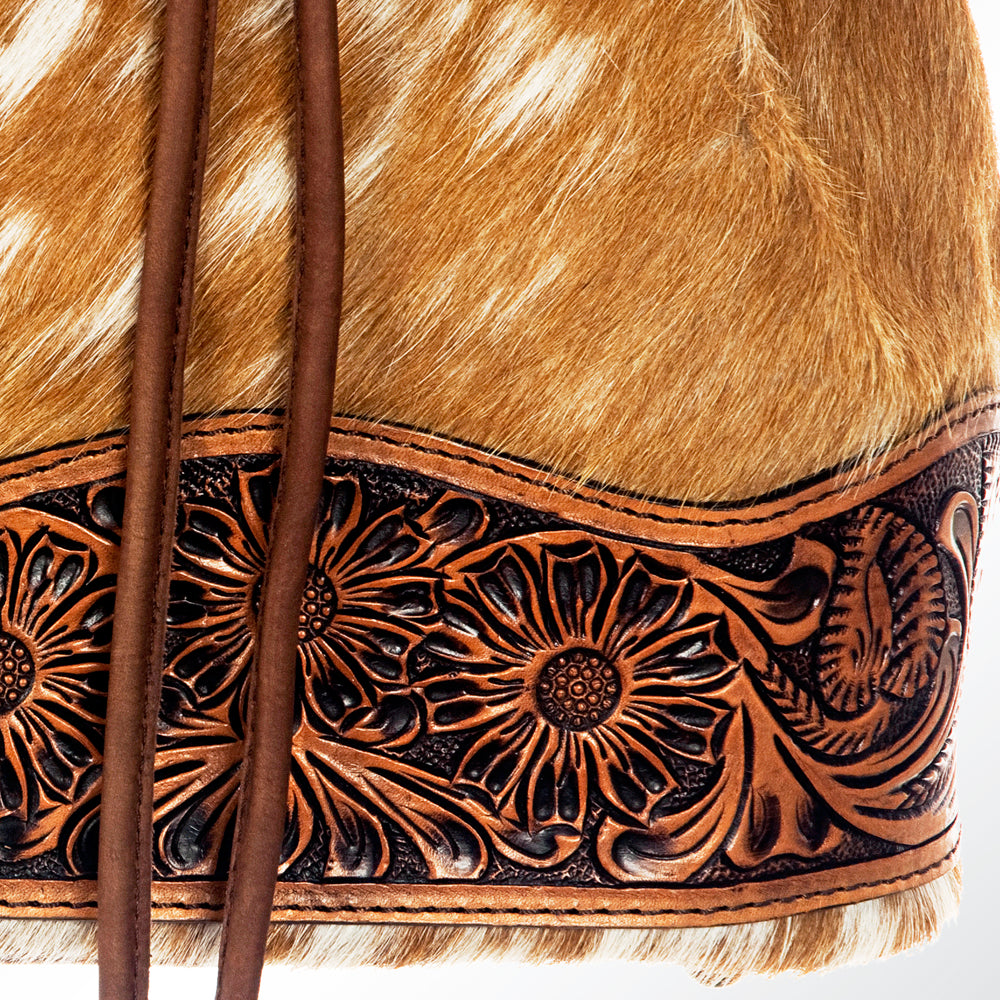 LC-ADBG569TAW Bucket  Hair On Genuine Western Leather Women Bag