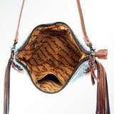 LC-ADBG236 Southwestern Handwoven Crossbody Bag with Leather Fringe and Adjustable Strap