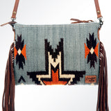 LC-ADBG236 Southwestern Handwoven Crossbody Bag with Leather Fringe and Adjustable Strap