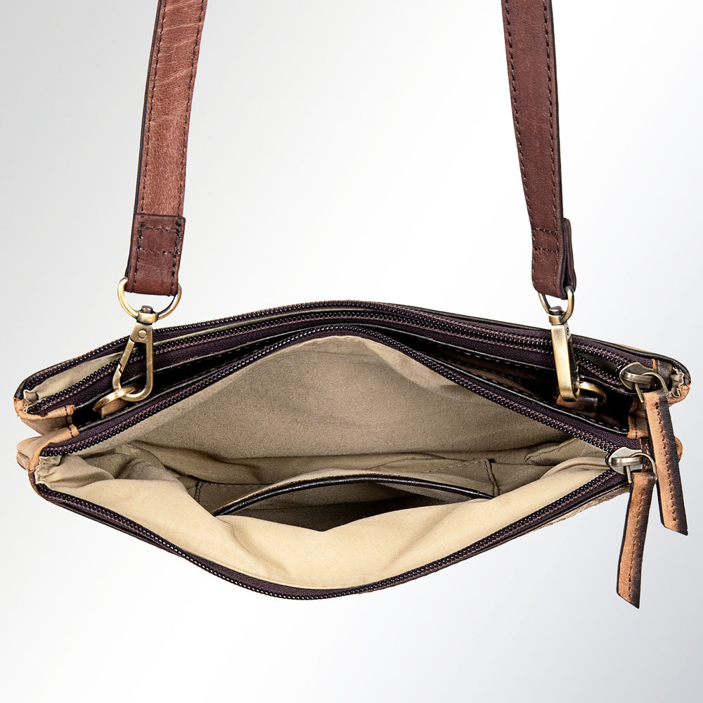 LC-ADBGI119B Western Hair-On Leather Crossbody - Genuine Cowhide Slim Bag