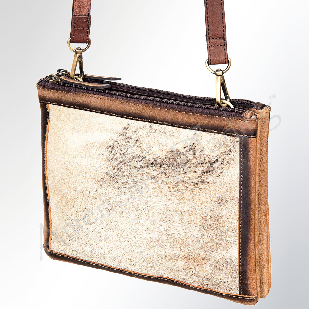 LC-ADBGI119B Western Hair-On Leather Crossbody - Genuine Cowhide Slim Bag