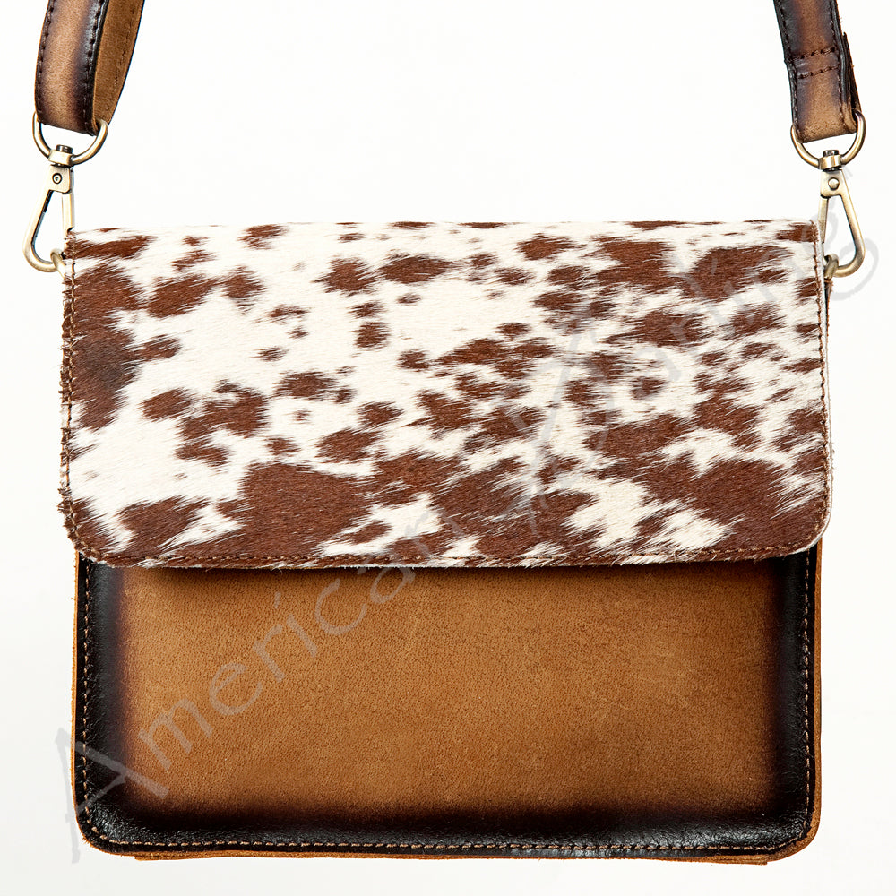 LC-ADBGI127 Hair-On Hide Leather Crossbody - Western Cowhide Flap Shoulder Bag