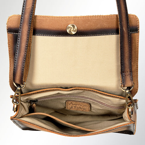 LC-ADBGI127 Hair-On Hide Leather Crossbody - Western Cowhide Flap Shoulder Bag
