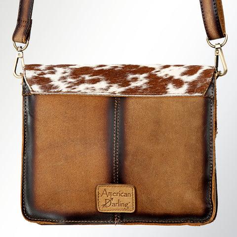 LC-ADBGI127 Hair-On Hide Leather Crossbody - Western Cowhide Flap Shoulder Bag