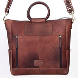 LC-ADBGI143A Hair-On Hide Square Tote with Tooled Leather Patch - Western Cowgirl Bag