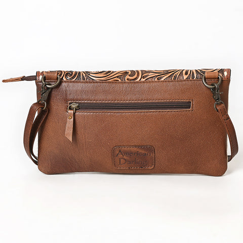 American Darling Hand Tooled Floral Carved & Hair-On Cowhide Western Leather Envelope Bag